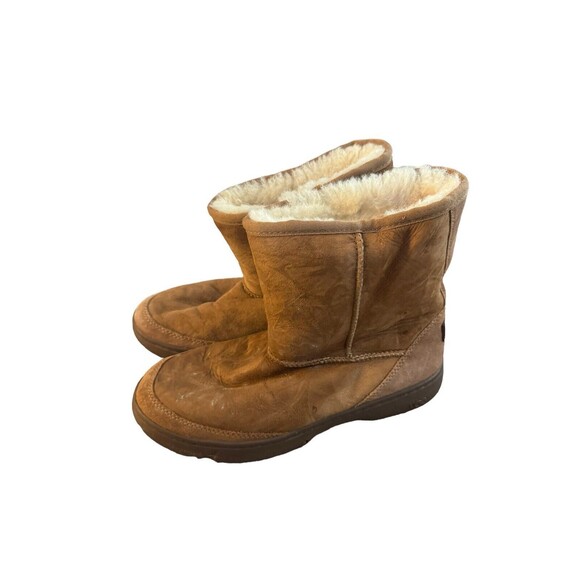 Ugg‎ Ultra Short Tan Shearling Suede Winter Vintage Boots Size 6 Women's - Picture 1 of 7
